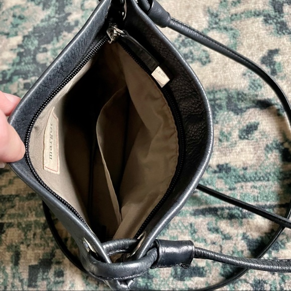 Margot Pebbled Black Leather Crossbody Bag Purse - Picture 8 of 12